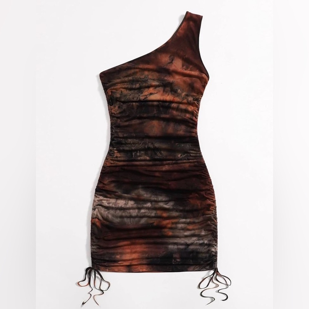 One-Shoulder Tie-Dye Dress